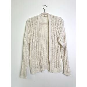 White Ivory Open Knit Cardigan – Women's Size Small Cottagecore Beach Twee